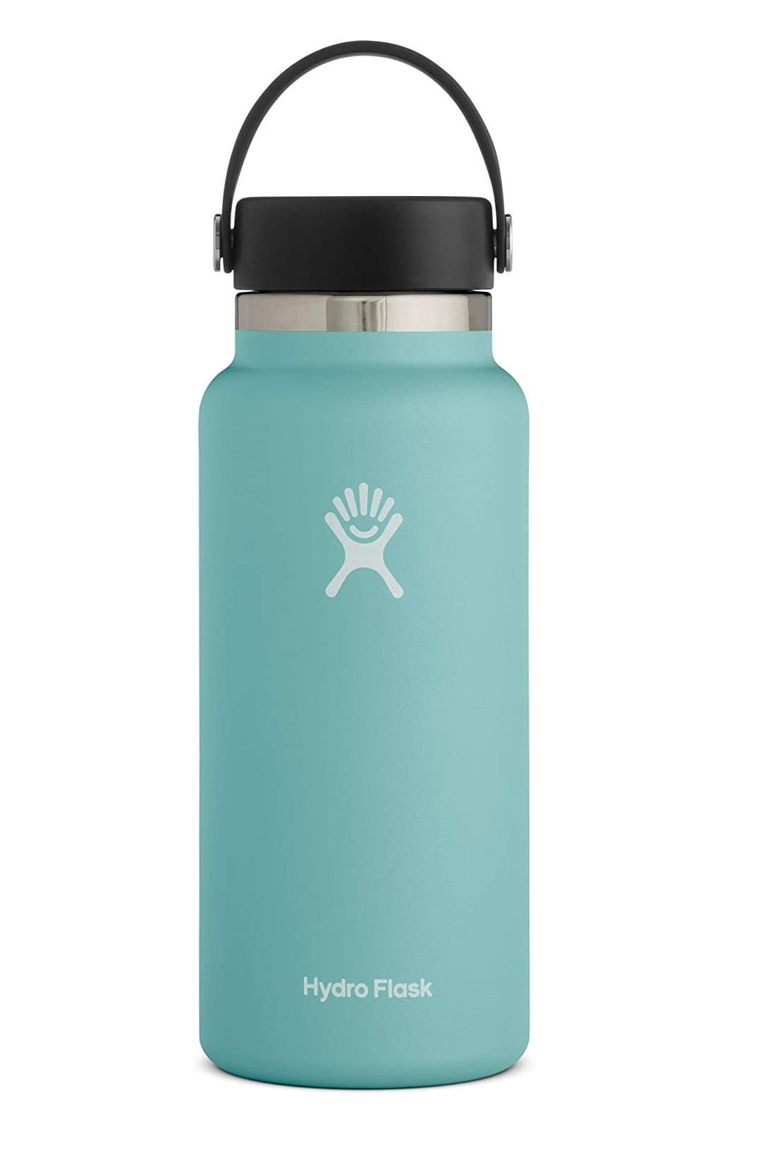 Black Stainless Steel Water Bottle Vacuum Insulated travel Coffee Cup with Flip Lid wide mouth Double Walled leak proof flask keeps Hot & Cold 12 Hours BPA Free 13oz