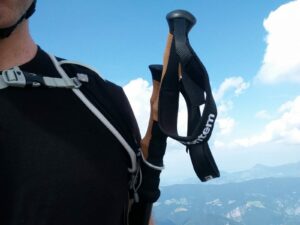 Montem 3K Carbon Trekking Poles - Attached to Osprey Daypack via Stow-On-The-Go System