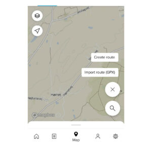 Suunto App: The map section enables you to create or import routes