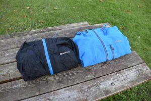 2.5-Layer VS. 3-Layer Rain Jackets: Left Montane Minimus 2.5L jacket and right Sherpa Makalu 3L jacket
