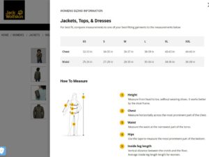 Jack Wolfskin JWP Down Jacket - the brand's sizing guide