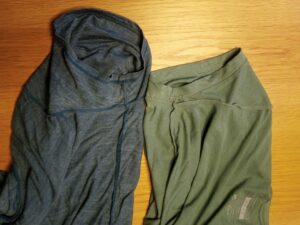 Ibex Journey T-Shirt for Women - short sleeve on Journey compared to longer on Tencel t-shirt (left)
