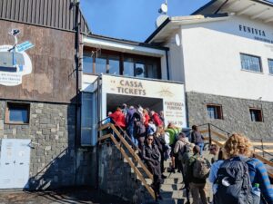 Mount Etna Hiking Trail - queue outside for the cable car. Individuals to the left; guided groups on the right.