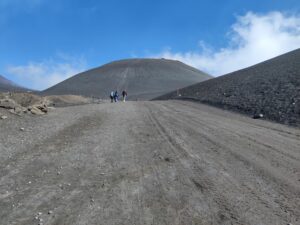 Mount Etna Hiking Trail - walking up the dirt road from the cable car terminal