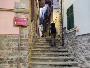 Exploring and Hiking Cinque Terre - continuing straight ahead through Corniglia after passing the Church of Saint Peter