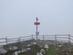 Tolsti Vrh - Kriska Gora Trail: The top without view due to fog